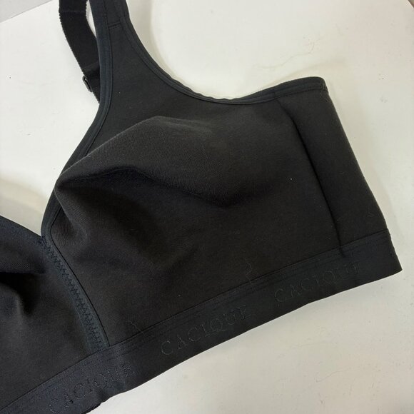 Cacique Black Full Coverage Unlined No-Wire Bra 44DD Logo Band Comfort Fit - Picture 4 of 8